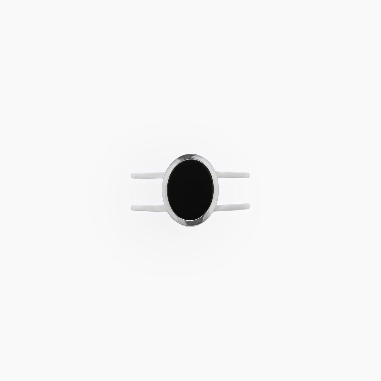 Black Oval Ring in silver