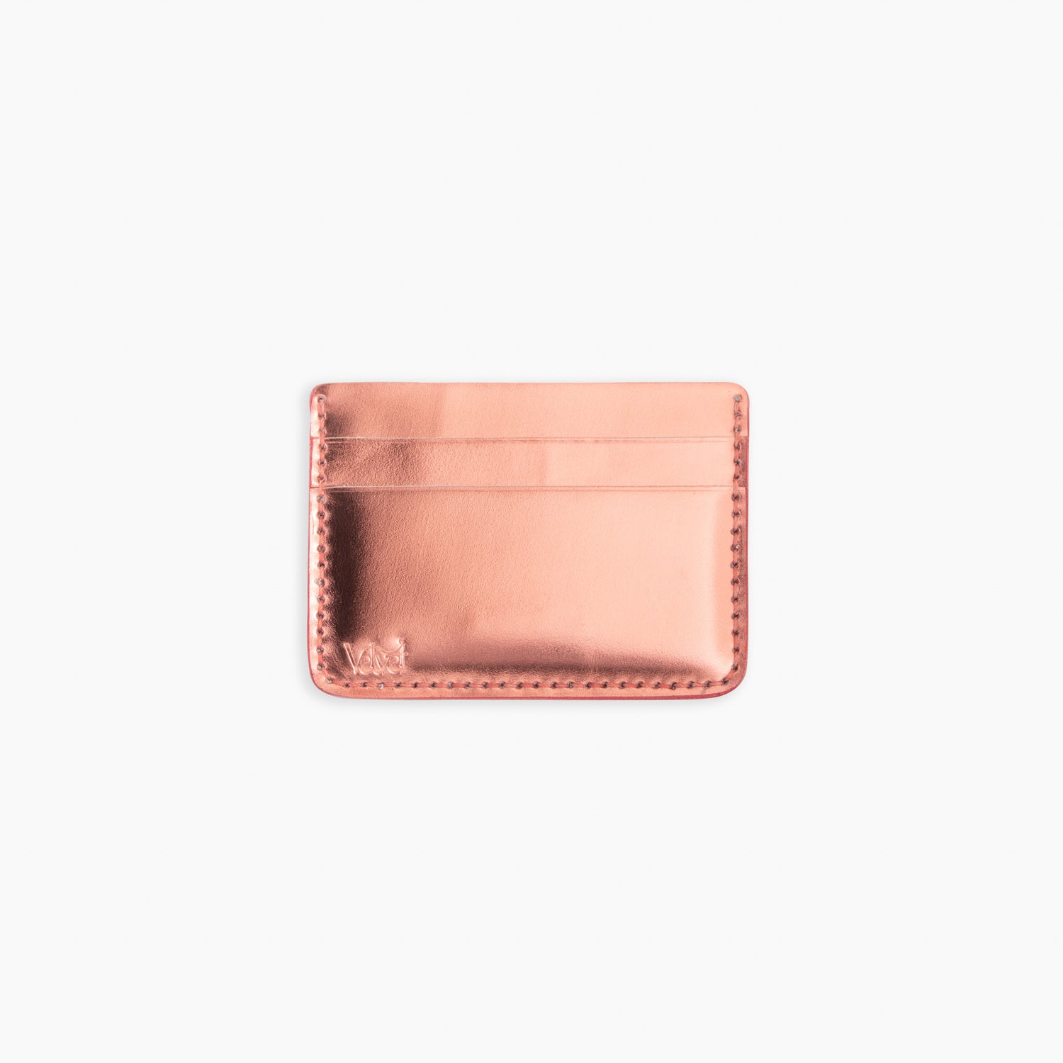 Velvet Cardholder in Metallic Rose gold