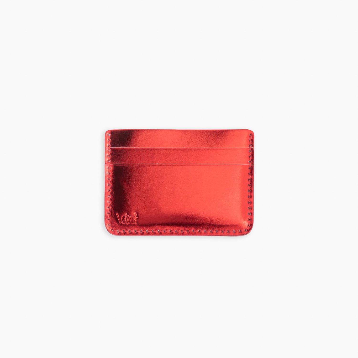 Velvet Cardholder in Metallic Red