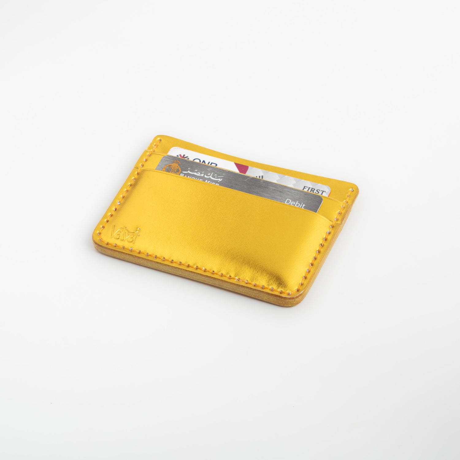 Velvet Cardholder in Metallic Gold