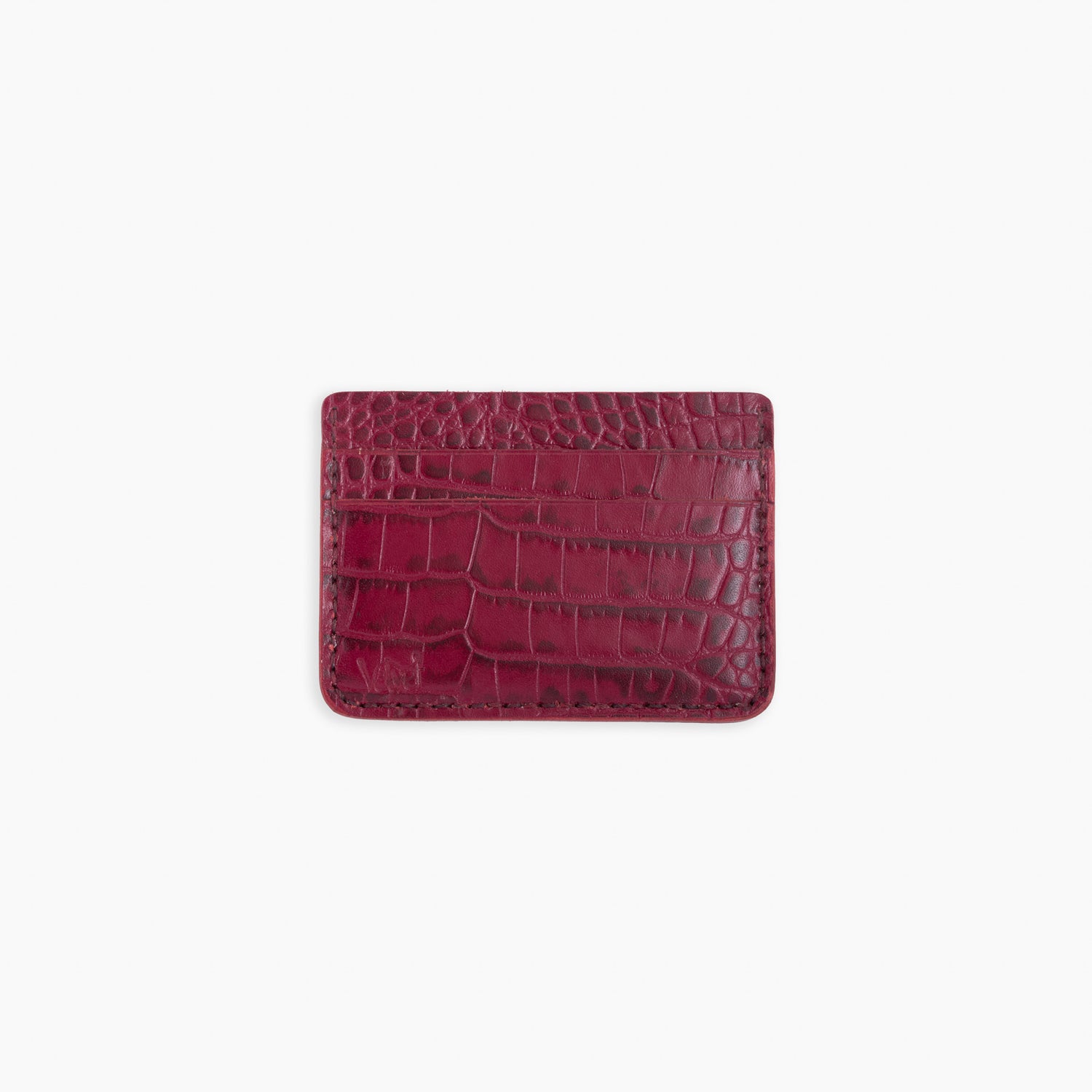 Velvet Cardholder in Wine Crocodile