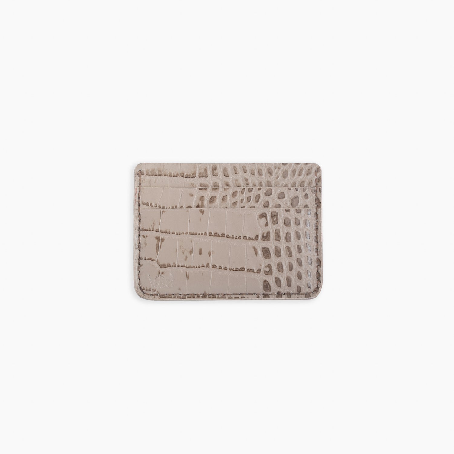 Velvet Cardholder in Beige Crocodile