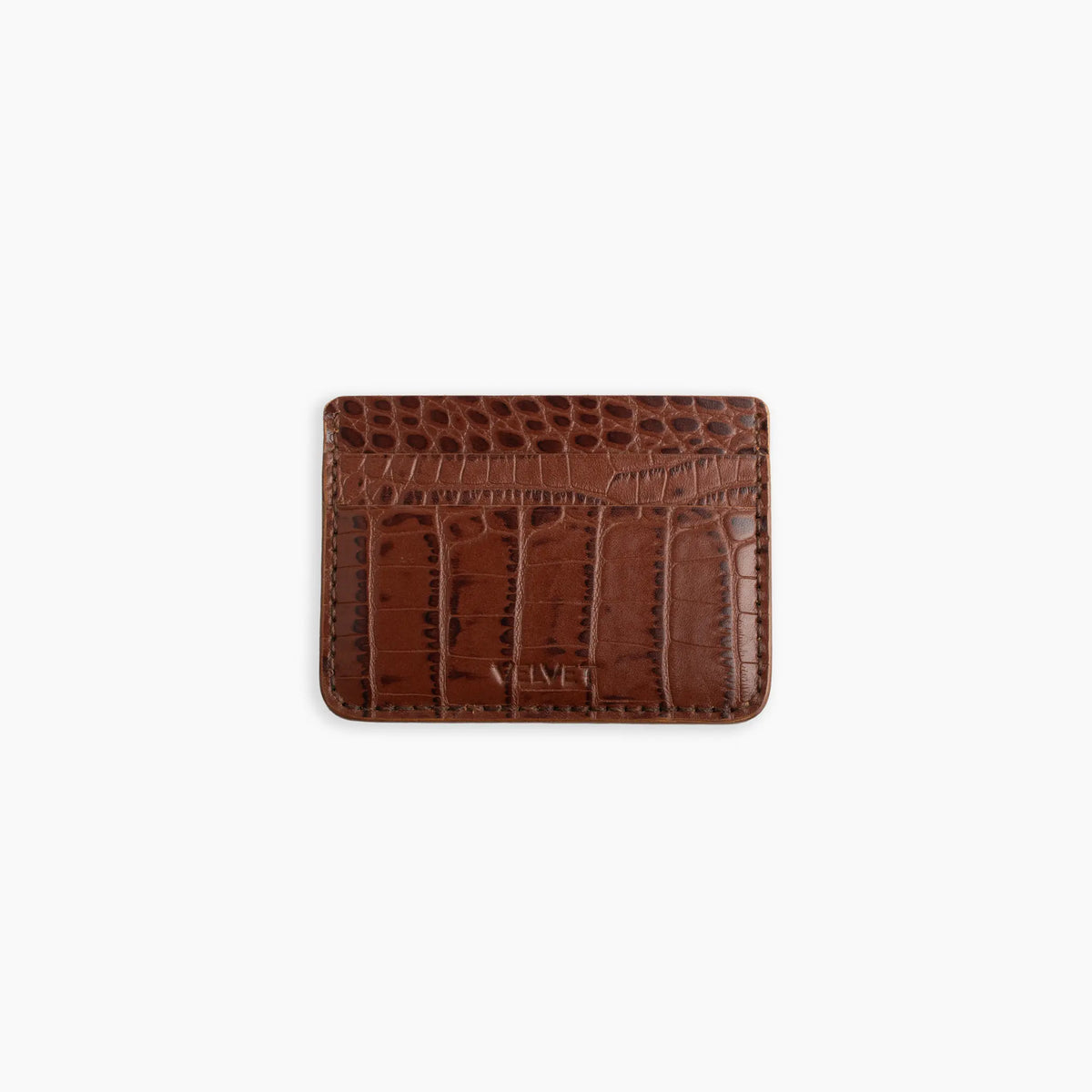 Velvet Cardholder in Havana Crocodile