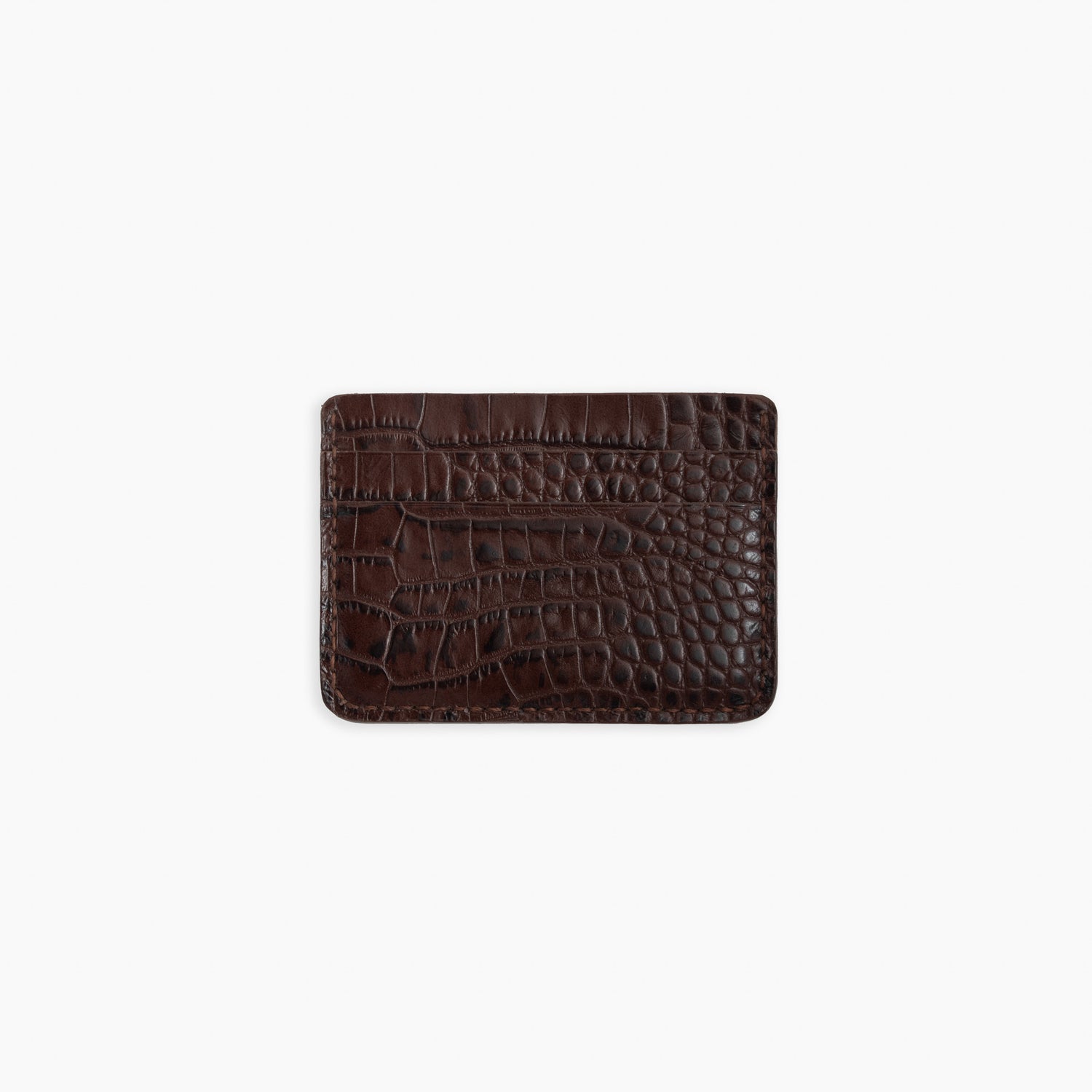 Velvet Cardholder in Brown Crocodile