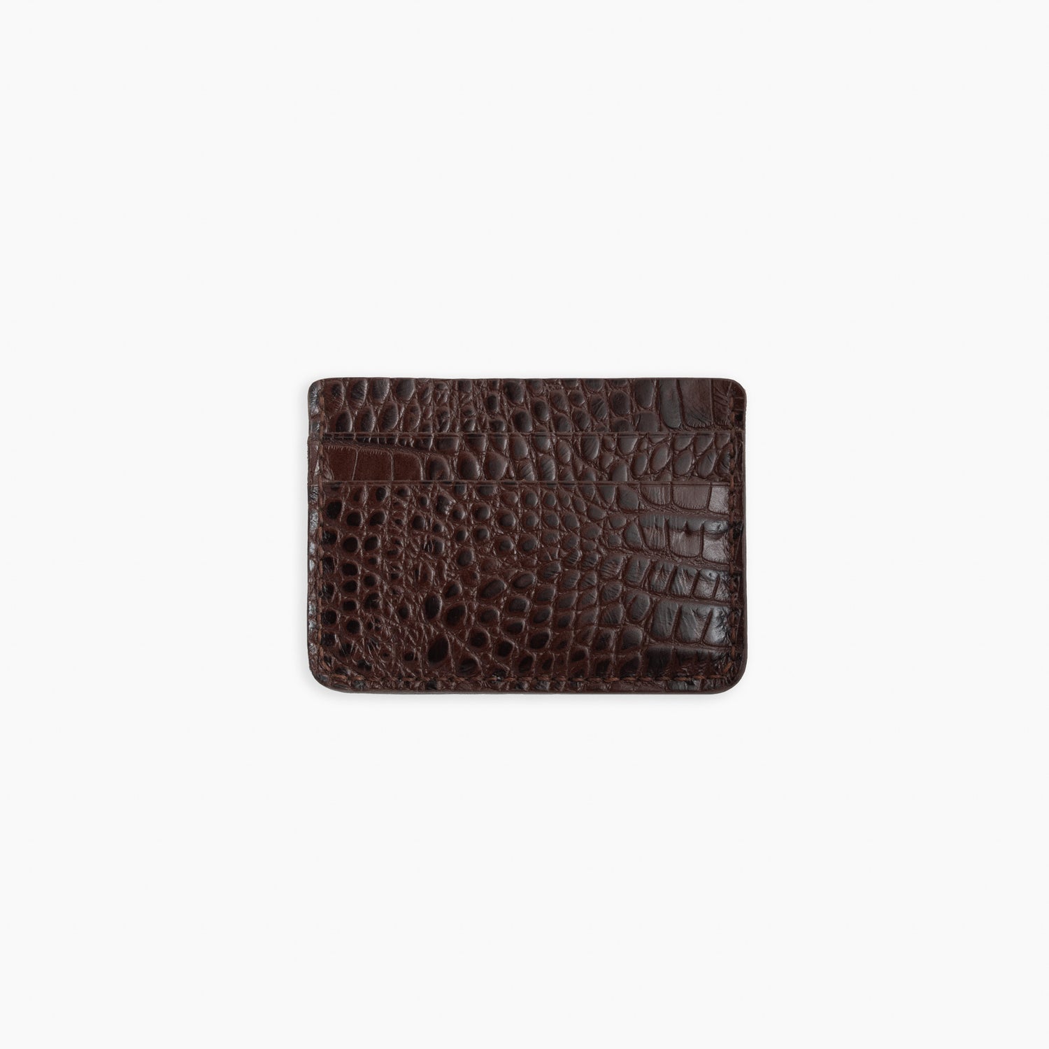 Velvet Cardholder in Brown Crocodile