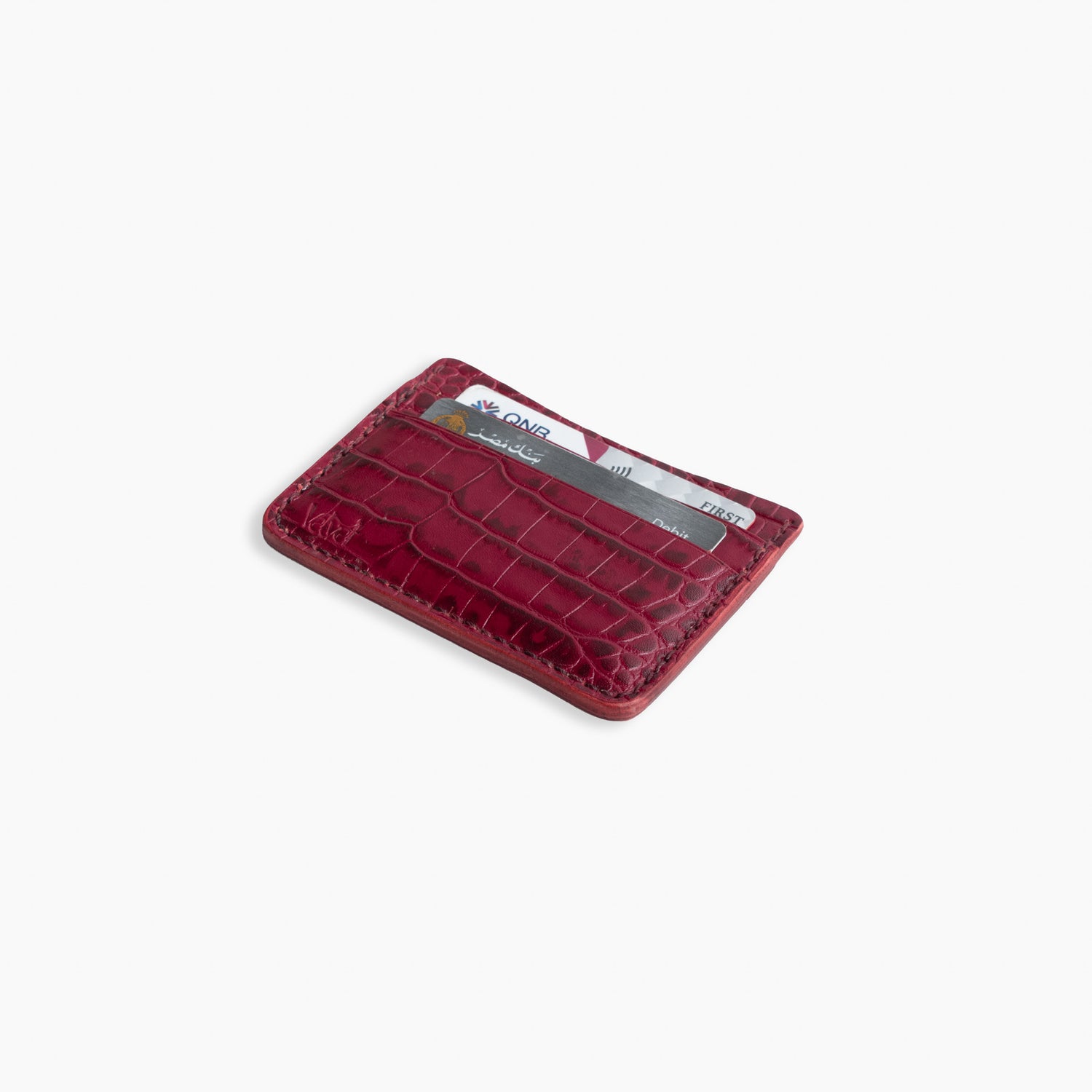 Velvet Cardholder in Wine Crocodile
