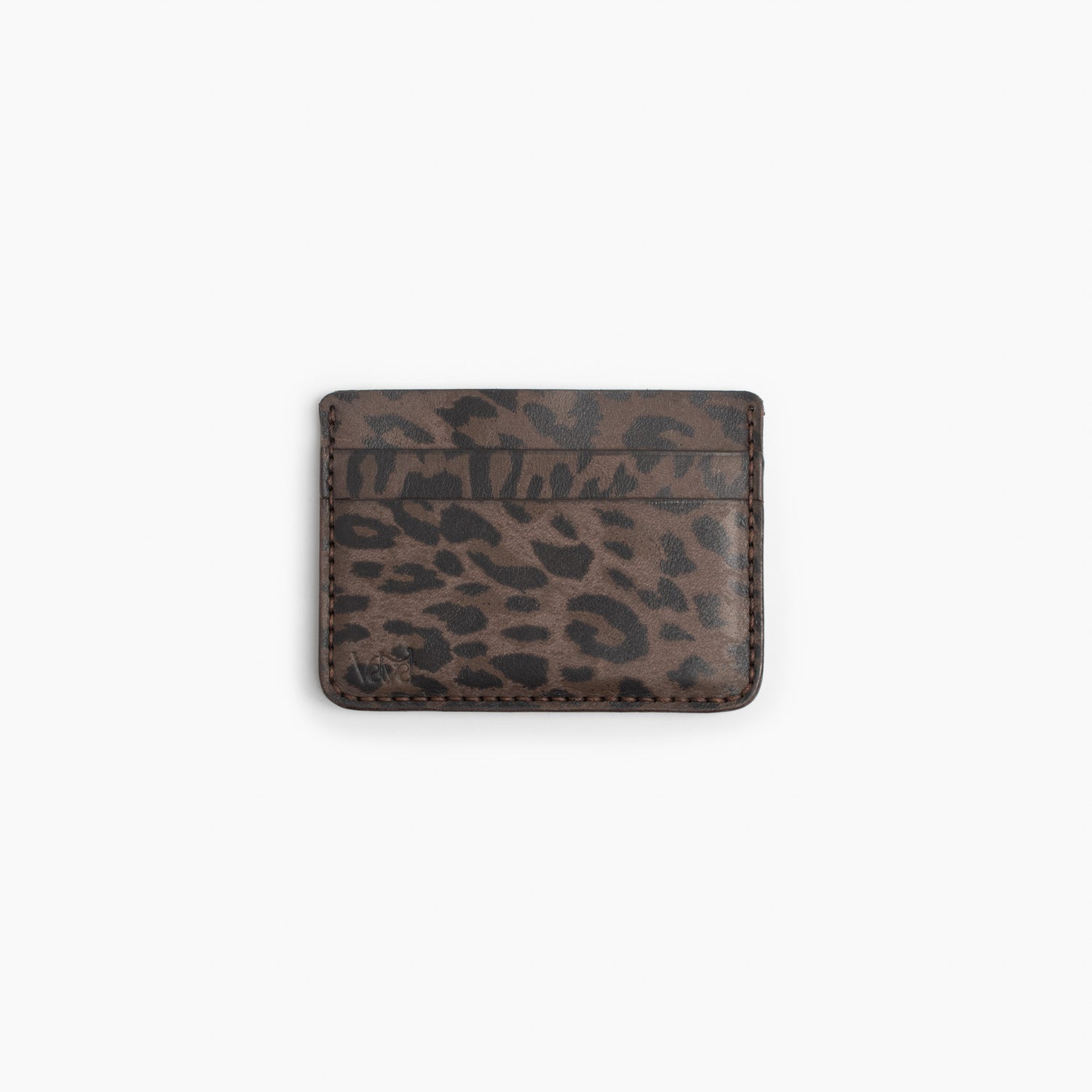 Velvet Cardholder in Brown Leopard