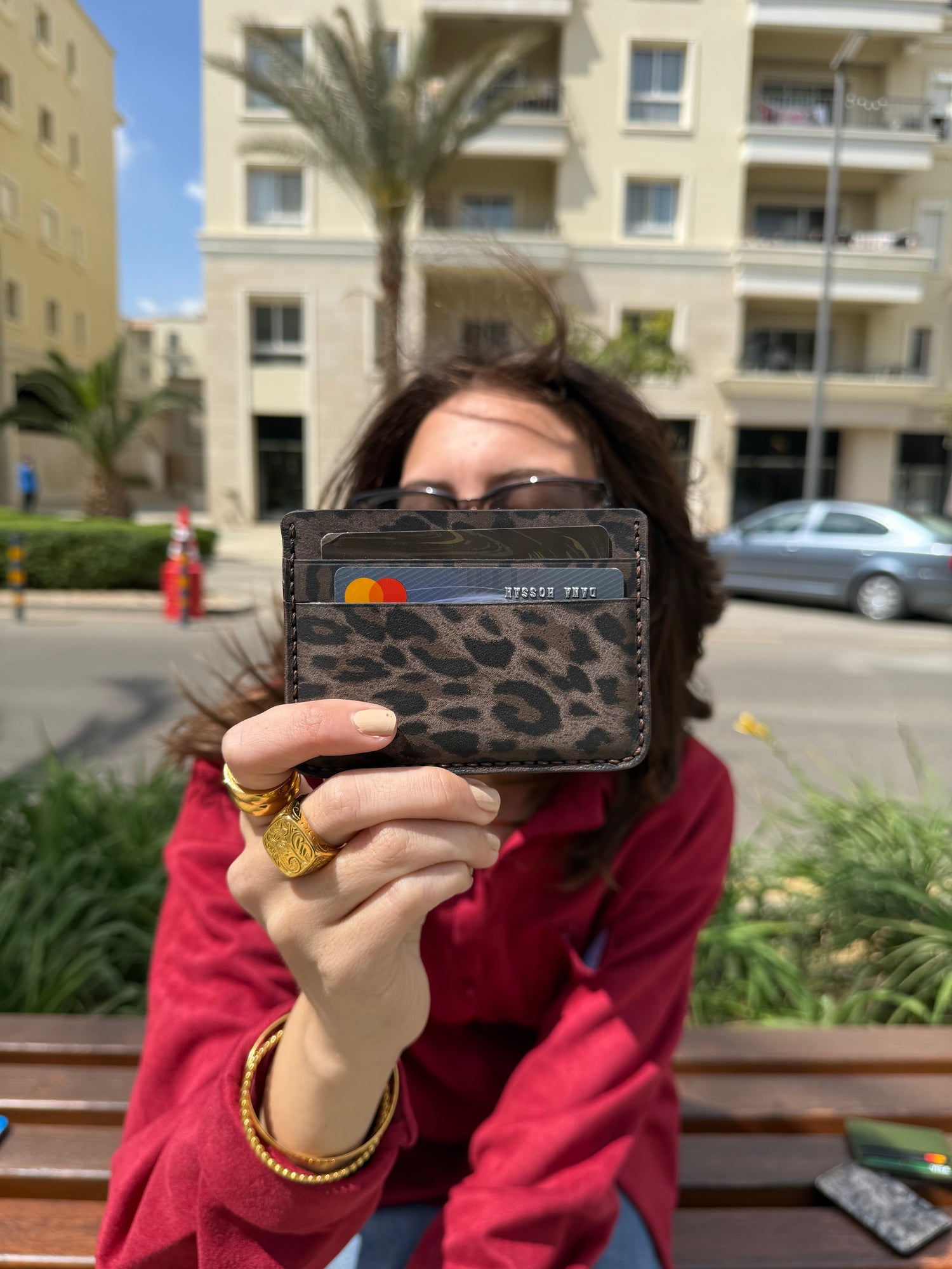 Velvet Cardholder in Brown Leopard
