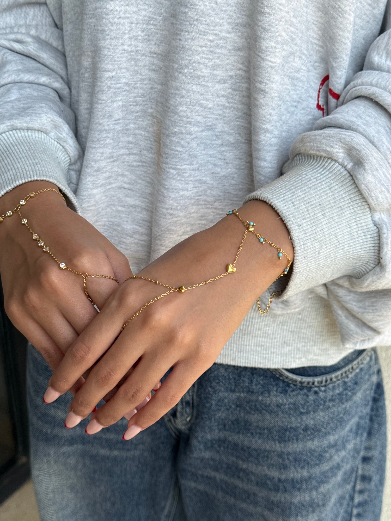 Trio hand chain bracelet